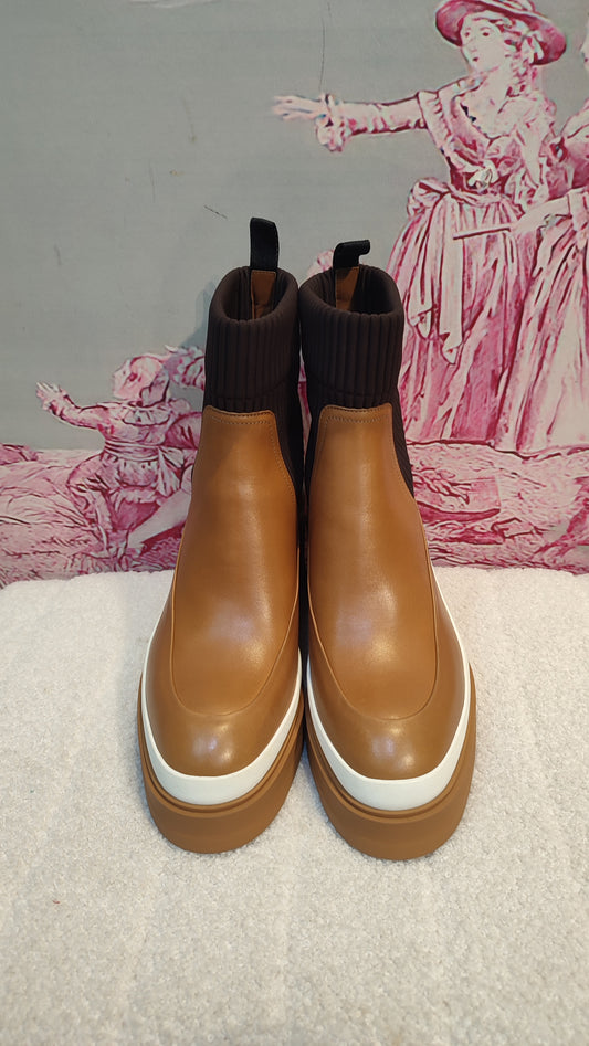 Hermes Vadrouille Chelsea Brown Ankle Boots Size 37