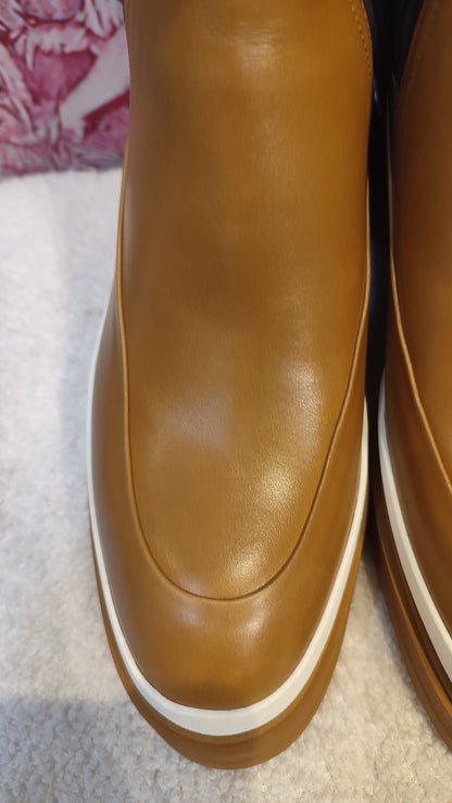 Hermes Vadrouille Chelsea Brown Ankle Boots Size 37