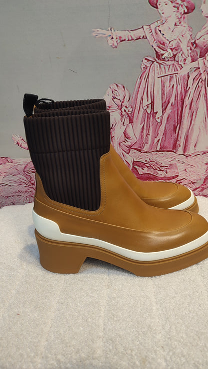 Hermes Vadrouille Chelsea Brown Ankle Boots Size 37