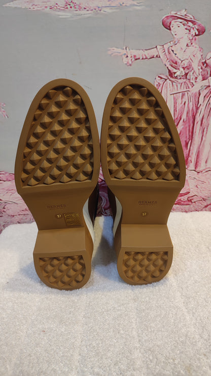 Hermes Vadrouille Chelsea Brown Ankle Boots Size 37