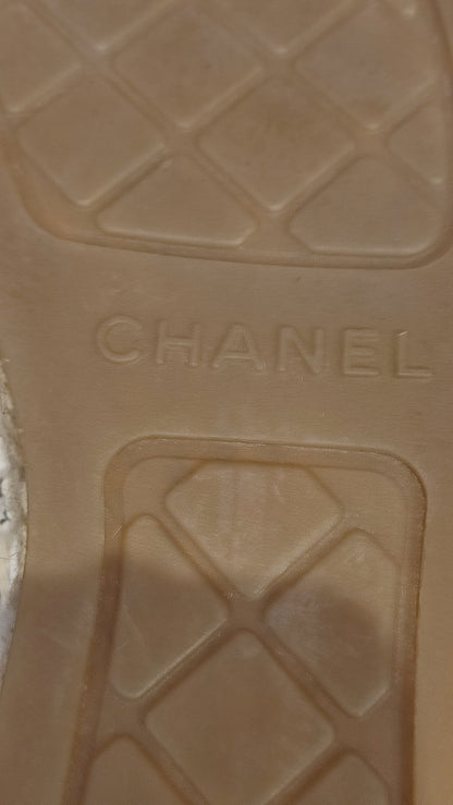 Chanel Lambskin CC Print Espadrille Black and White Size 36
