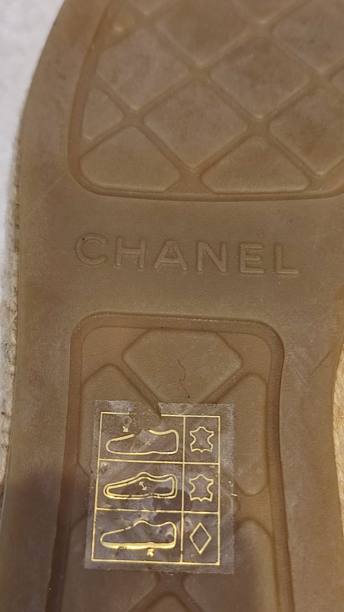 Chanel Lambskin CC Print Espadrille Black and White Size 36
