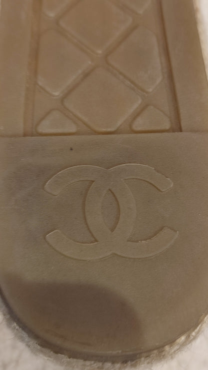 Chanel Lambskin CC Print Espadrille Black and White Size 36