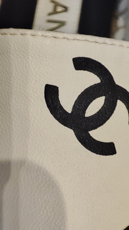 Chanel Lambskin CC Print Espadrille Black and White Size 36