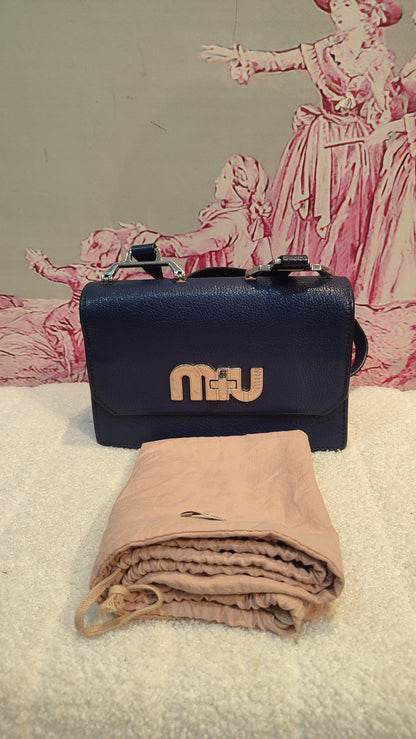 Miu Miu Textured Leather/Suede Blue/Pink Bag