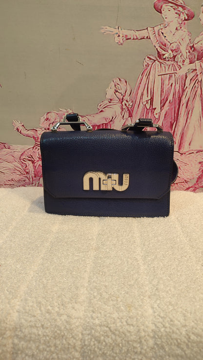 Miu Miu Textured Leather/Suede Blue/Pink Bag
