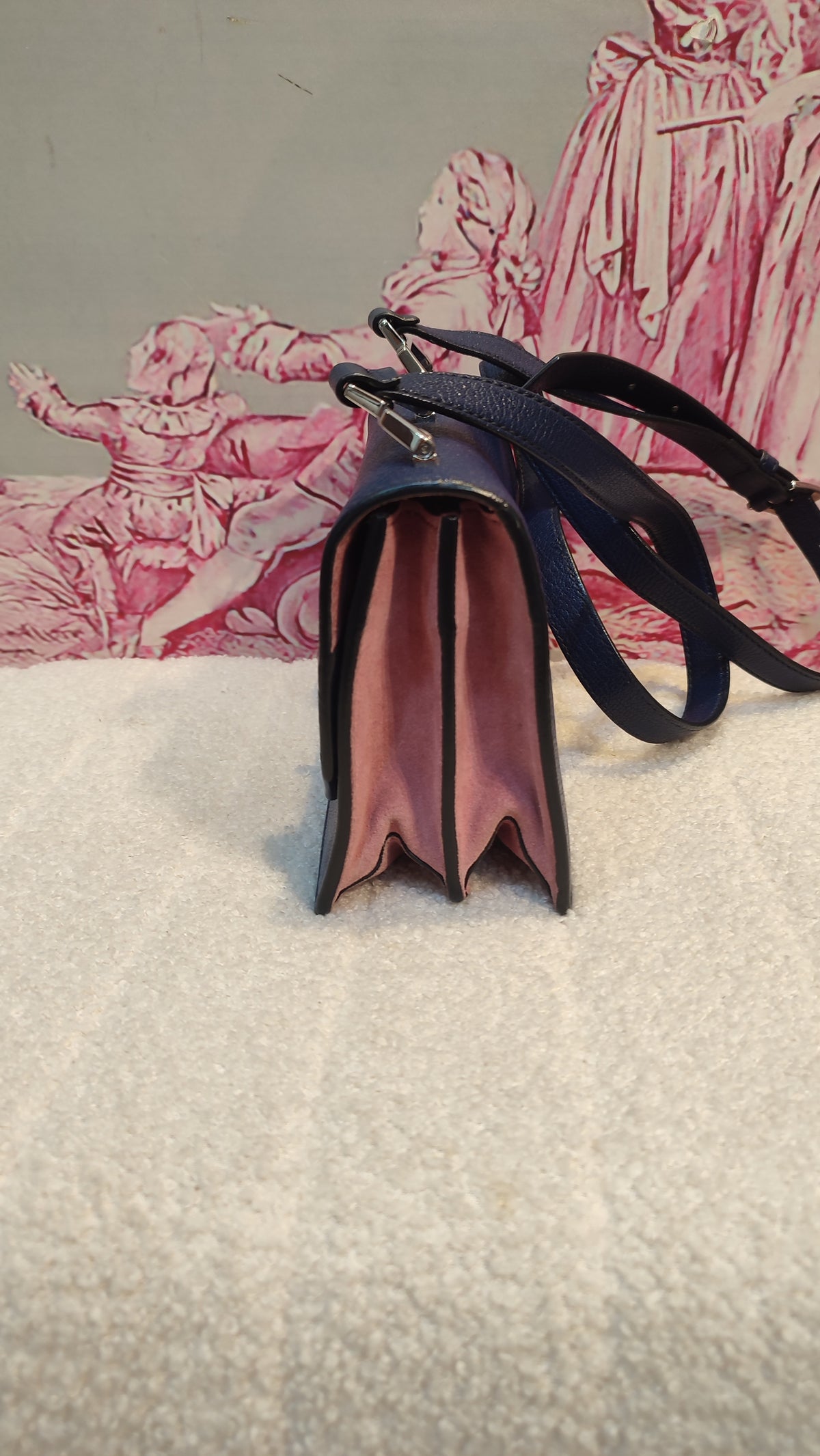 Miu Miu Textured Leather/Suede Blue/Pink Bag