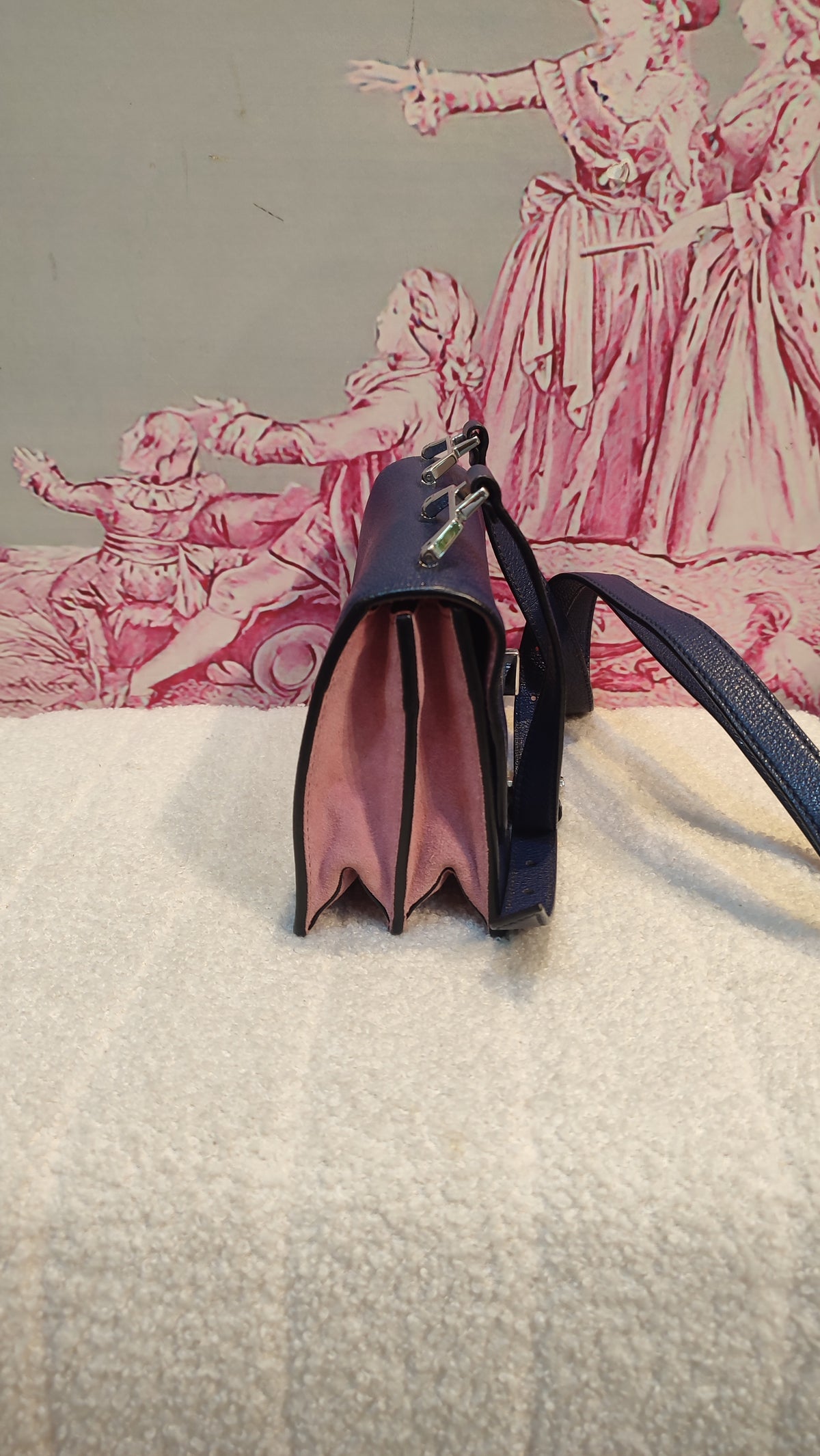 Miu Miu Textured Leather/Suede Blue/Pink Bag