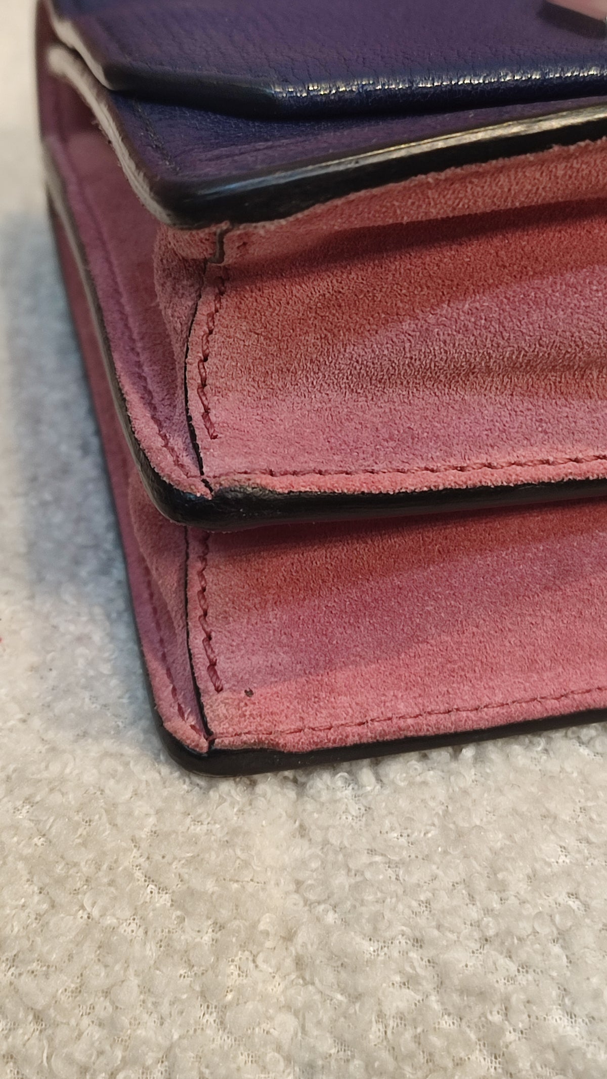 Miu Miu Textured Leather/Suede Blue/Pink Bag