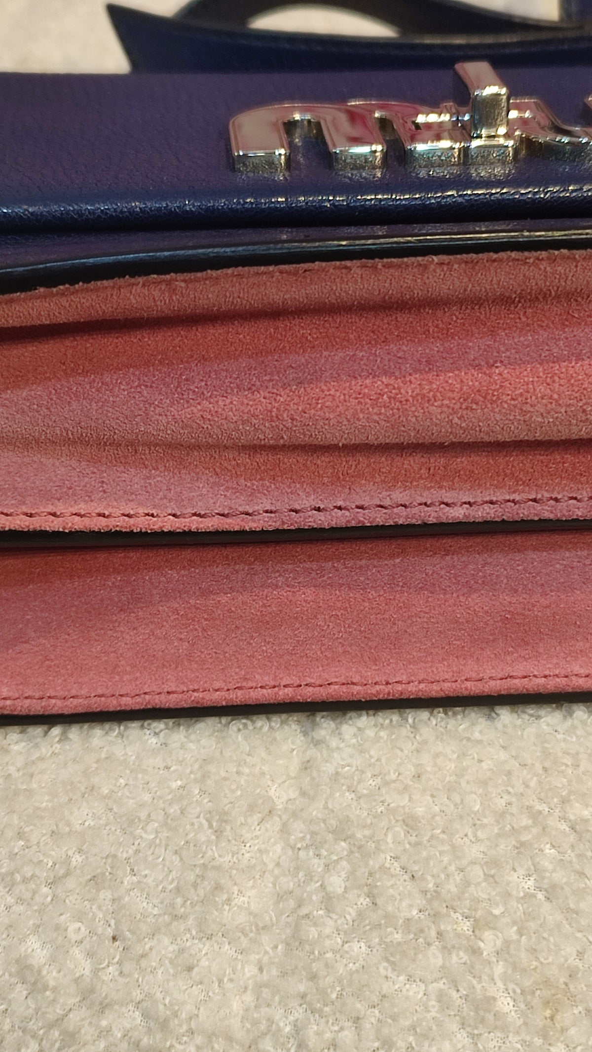 Miu Miu Textured Leather/Suede Blue/Pink Bag