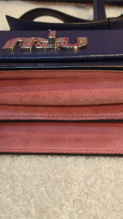 Miu Miu Textured Leather/Suede Blue/Pink Bag
