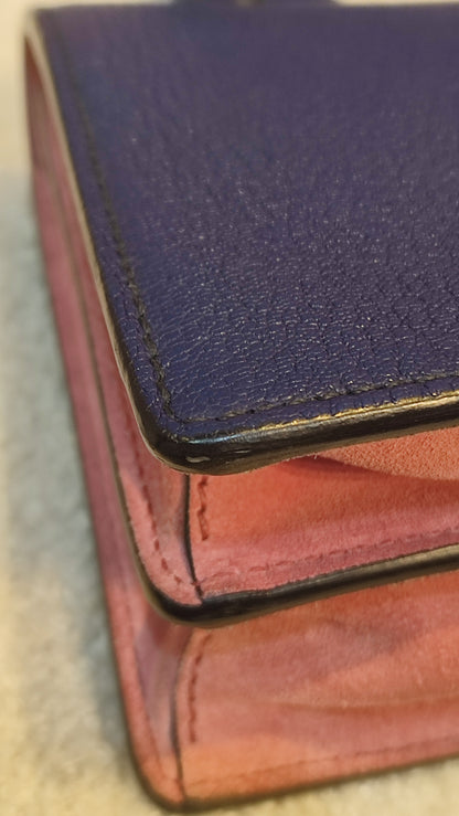 Miu Miu Textured Leather/Suede Blue/Pink Bag