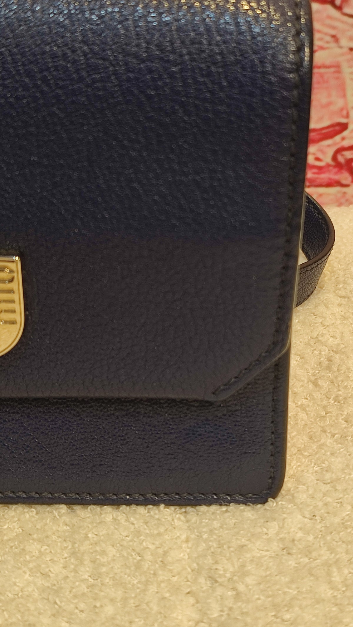 Miu Miu Textured Leather/Suede Blue/Pink Bag