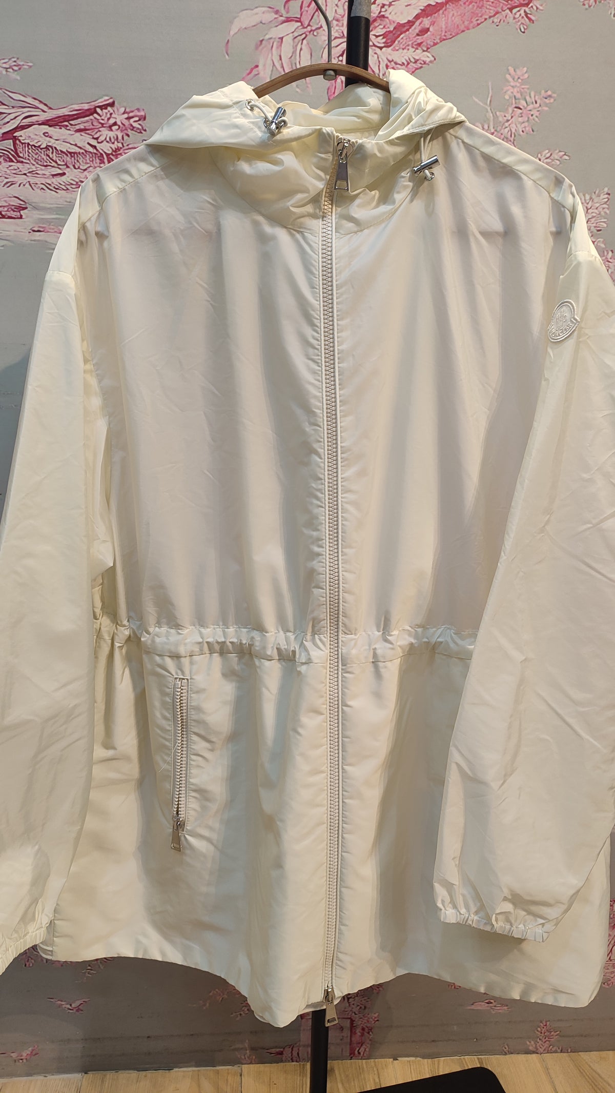 Moncler Off-White Hooded Long Jacket Size 0
