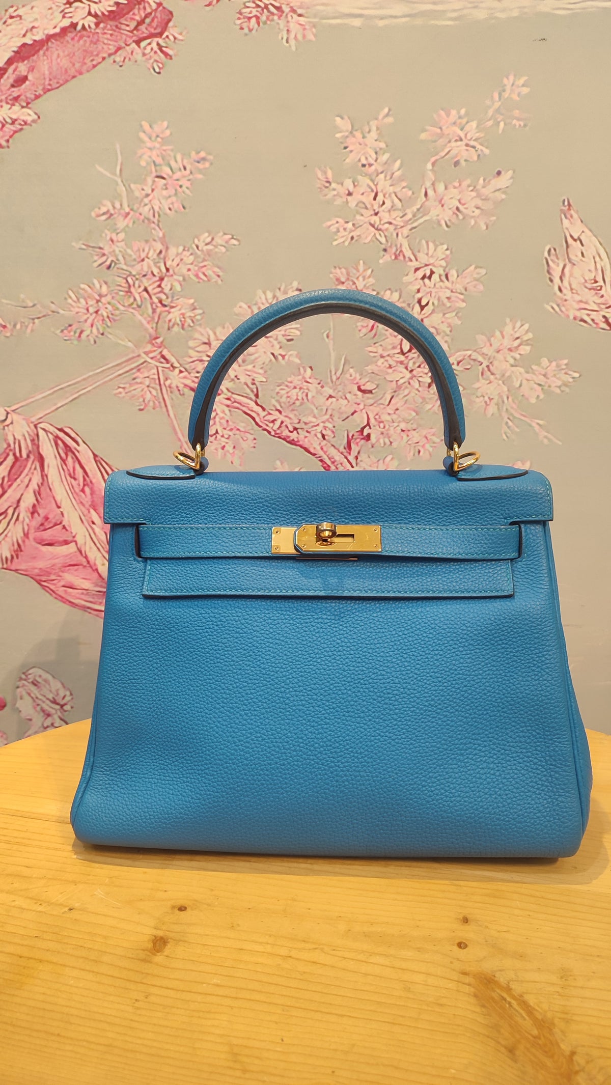 Hermes Kelly 28 Bleu Zanzibar Togo Stamp A 2017