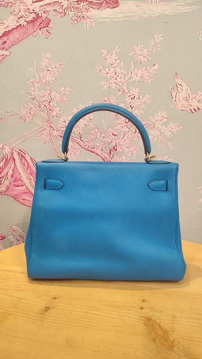 Hermes Kelly 28 Bleu Zanzibar Togo Stamp A 2017