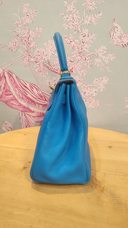 Hermes Kelly 28 Bleu Zanzibar Togo Stamp A 2017