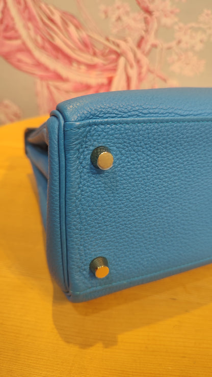 Hermes Kelly 28 Bleu Zanzibar Togo Stamp A 2017