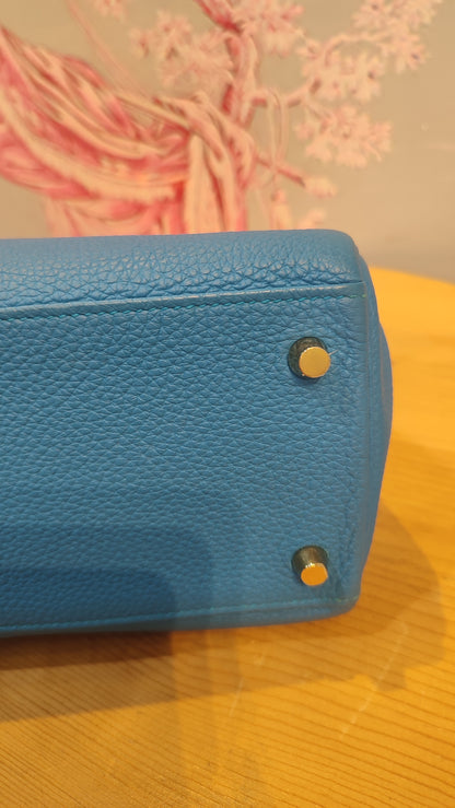 Hermes Kelly 28 Bleu Zanzibar Togo Stamp A 2017