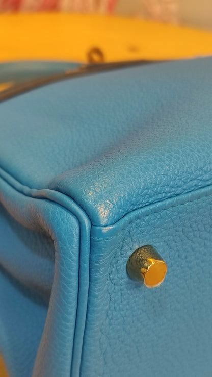 Hermes Kelly 28 Bleu Zanzibar Togo Stamp A 2017