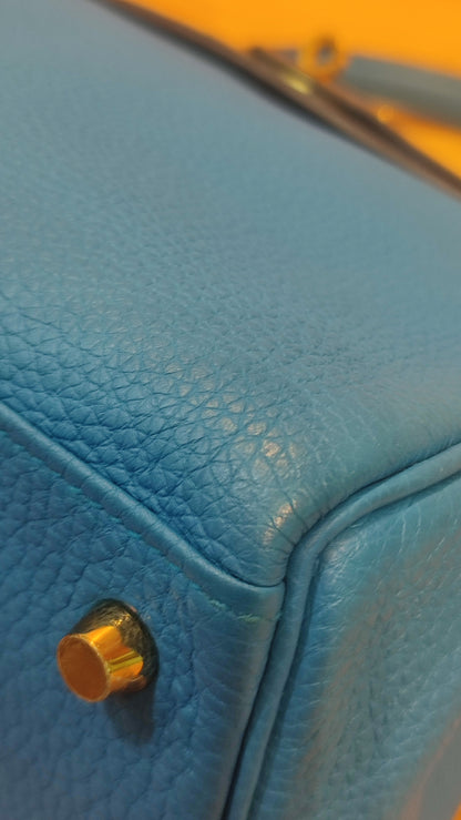 Hermes Kelly 28 Bleu Zanzibar Togo Stamp A 2017