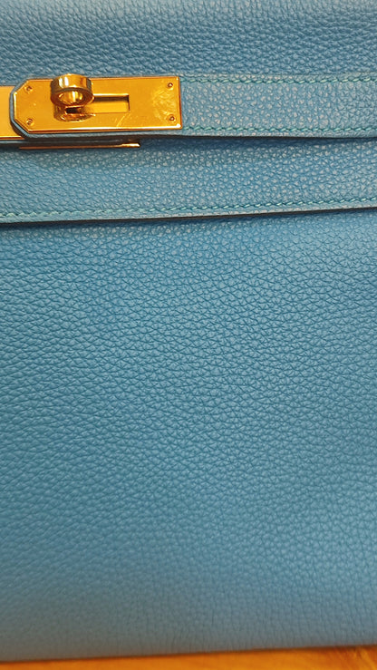 Hermes Kelly 28 Bleu Zanzibar Togo Stamp A 2017