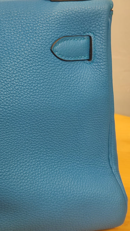 Hermes Kelly 28 Bleu Zanzibar Togo Stamp A 2017