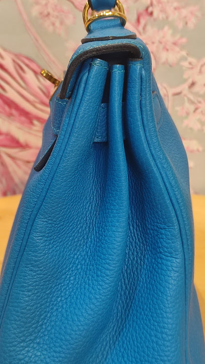 Hermes Kelly 28 Bleu Zanzibar Togo Stamp A 2017