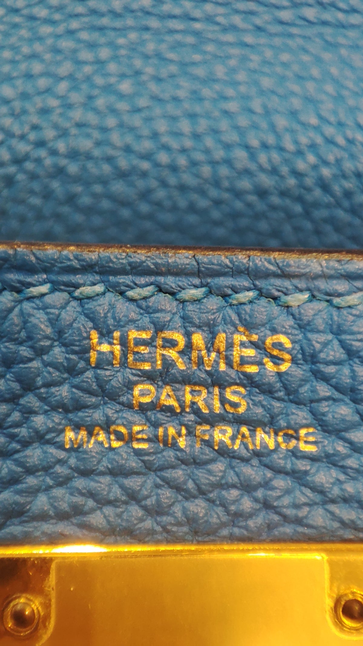 Hermes Kelly 28 Bleu Zanzibar Togo Stamp A 2017