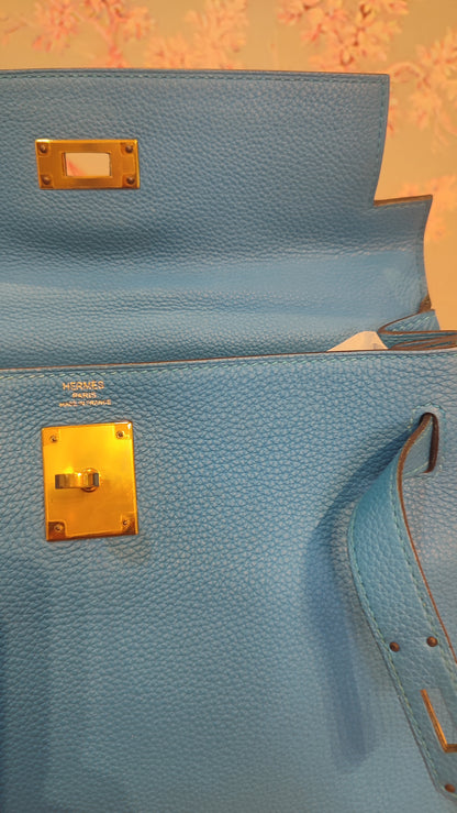 Hermes Kelly 28 Bleu Zanzibar Togo Stamp A 2017