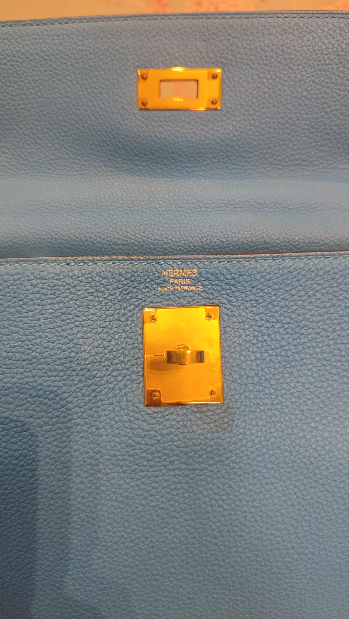 Hermes Kelly 28 Bleu Zanzibar Togo Stamp A 2017