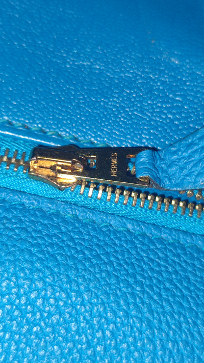 Hermes Kelly 28 Bleu Zanzibar Togo Stamp A 2017