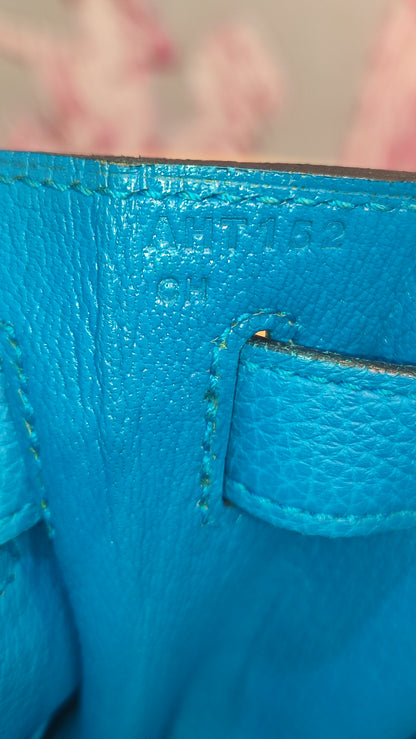 Hermes Kelly 28 Bleu Zanzibar Togo Stamp A 2017