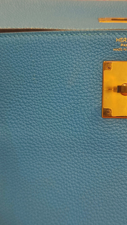 Hermes Kelly 28 Bleu Zanzibar Togo Stamp A 2017