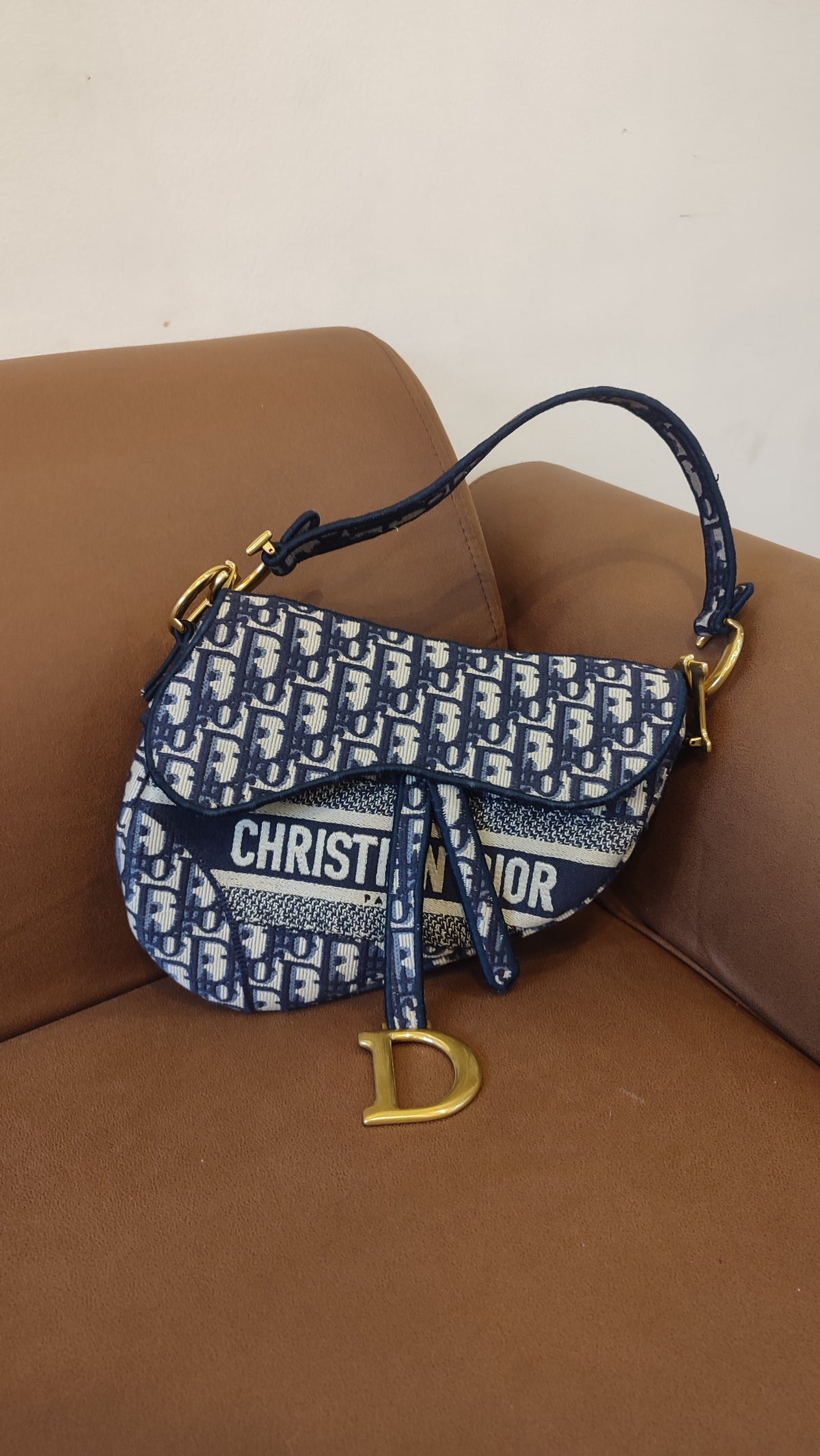 Dior Saddle Oblique Denim Blue Medium