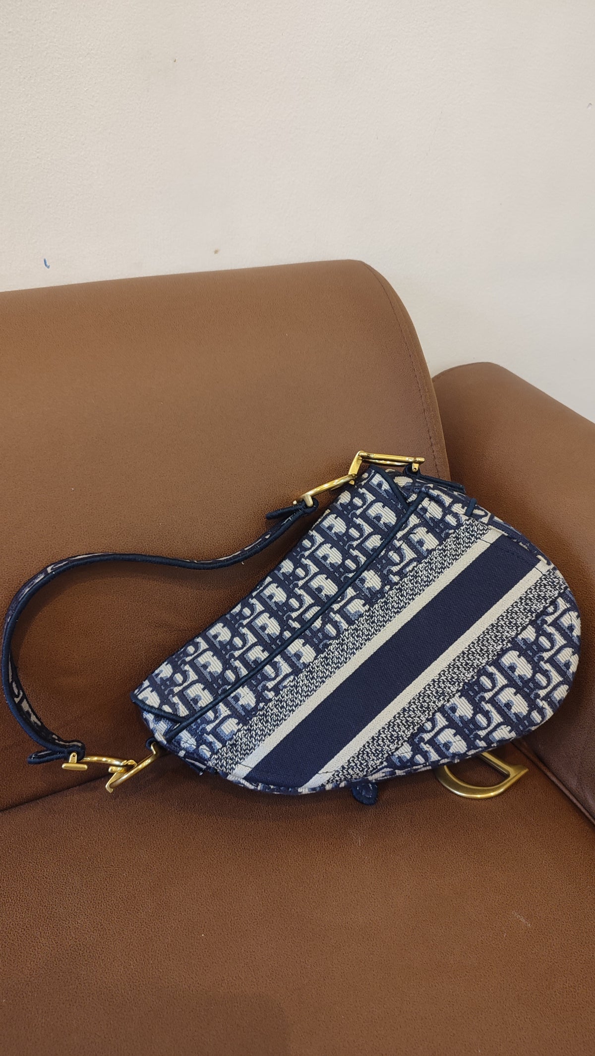 Dior Saddle Oblique Denim Blue Medium