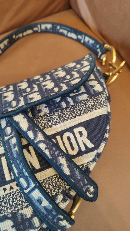 Dior Saddle Oblique Denim Blue Medium