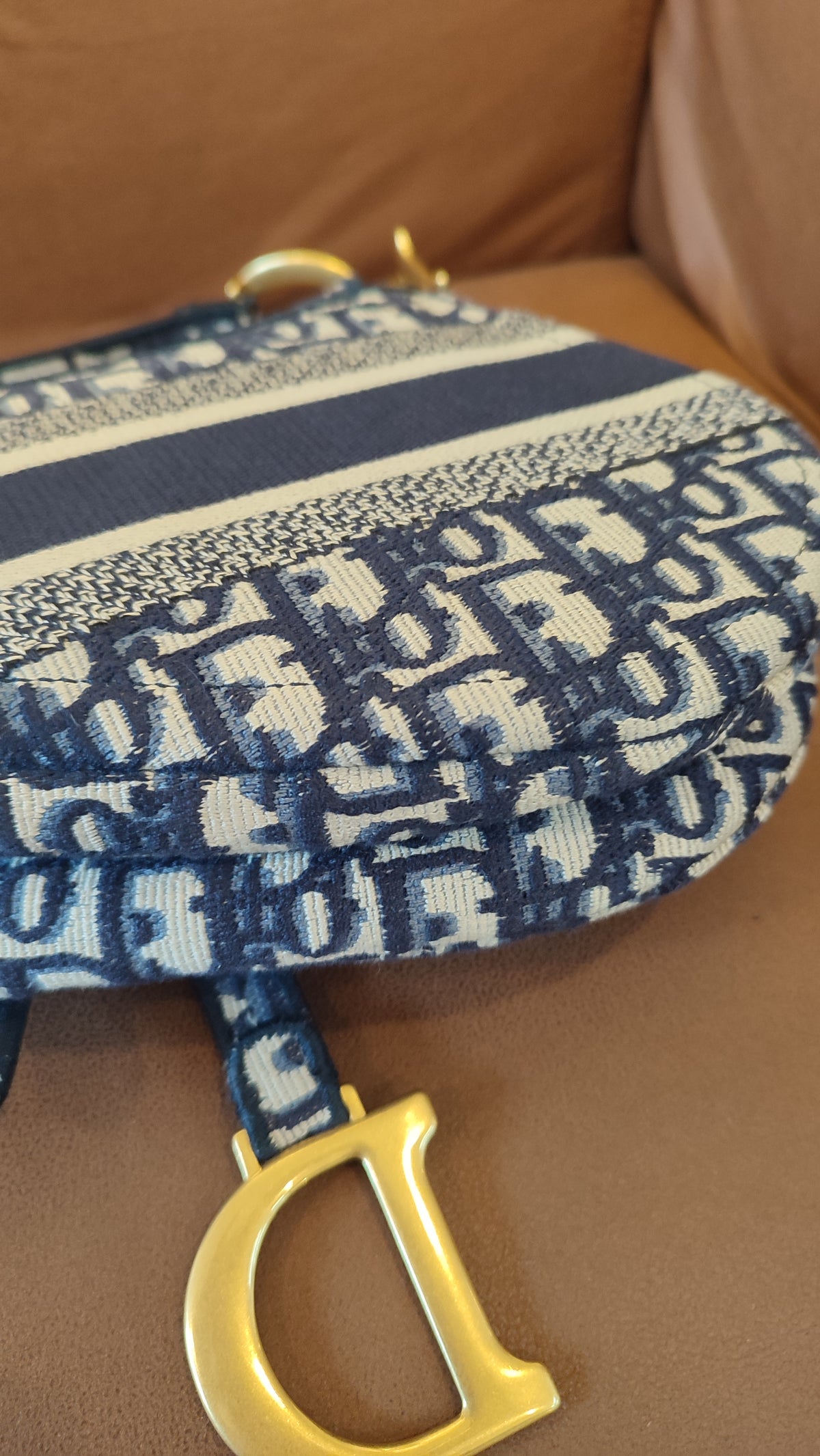 Dior Saddle Oblique Denim Blue Medium