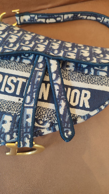 Dior Saddle Oblique Denim Blue Medium