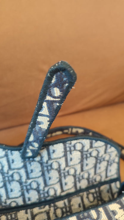 Dior Saddle Oblique Denim Blue Medium