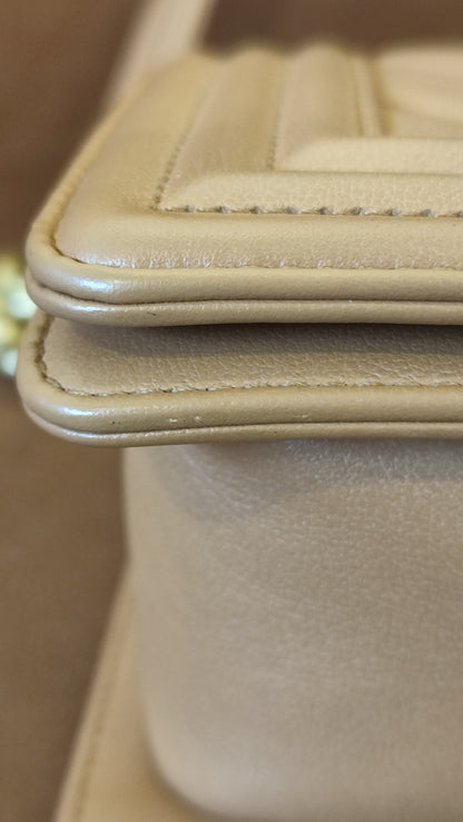 Chanel CC Le Boy Chevron Lambskin Beige Small Series 28