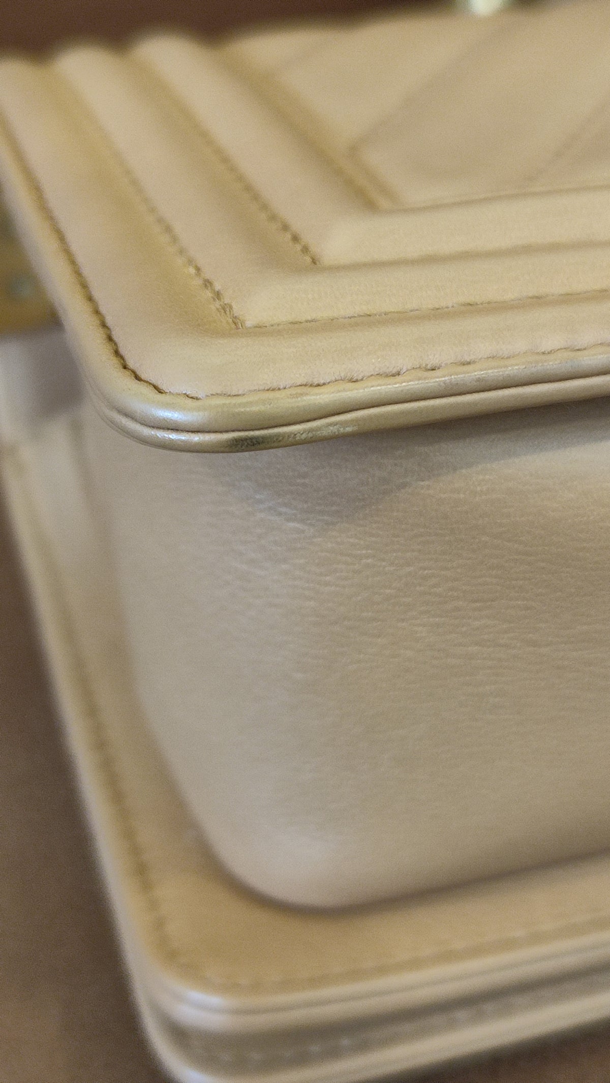Chanel CC Le Boy Chevron Lambskin Beige Small Series 28