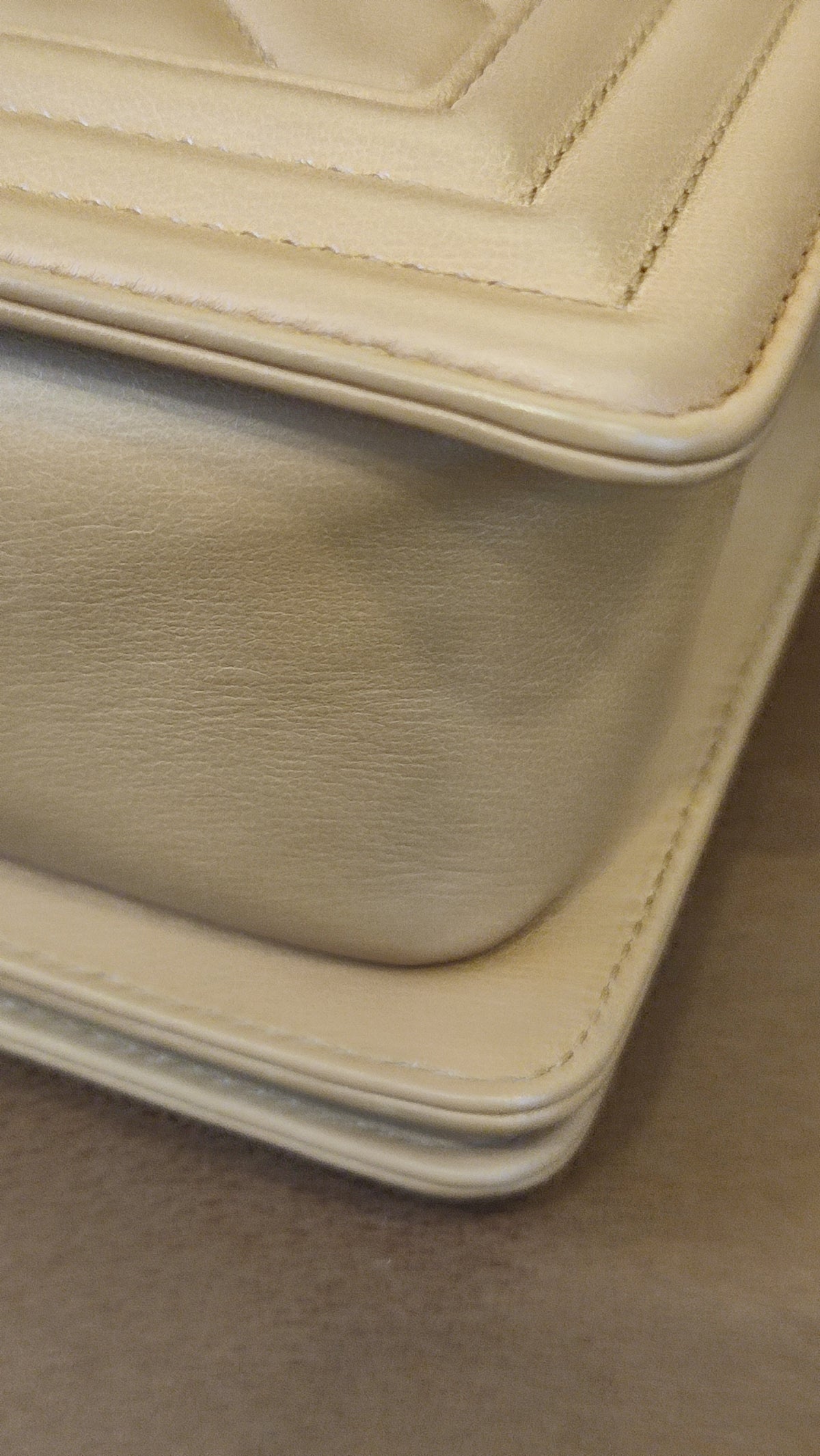 Chanel CC Le Boy Chevron Lambskin Beige Small Series 28