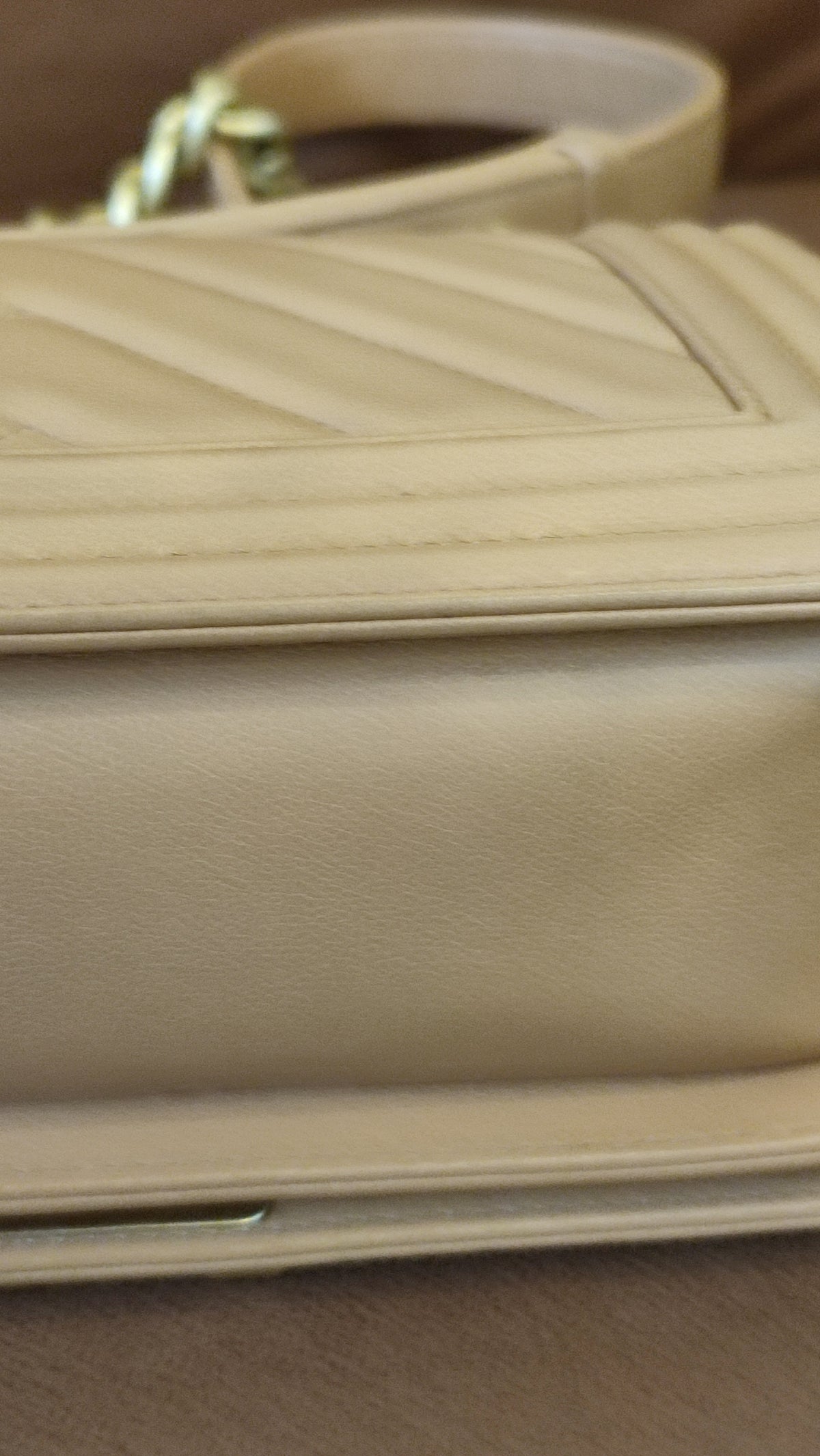 Chanel CC Le Boy Chevron Lambskin Beige Small Series 28