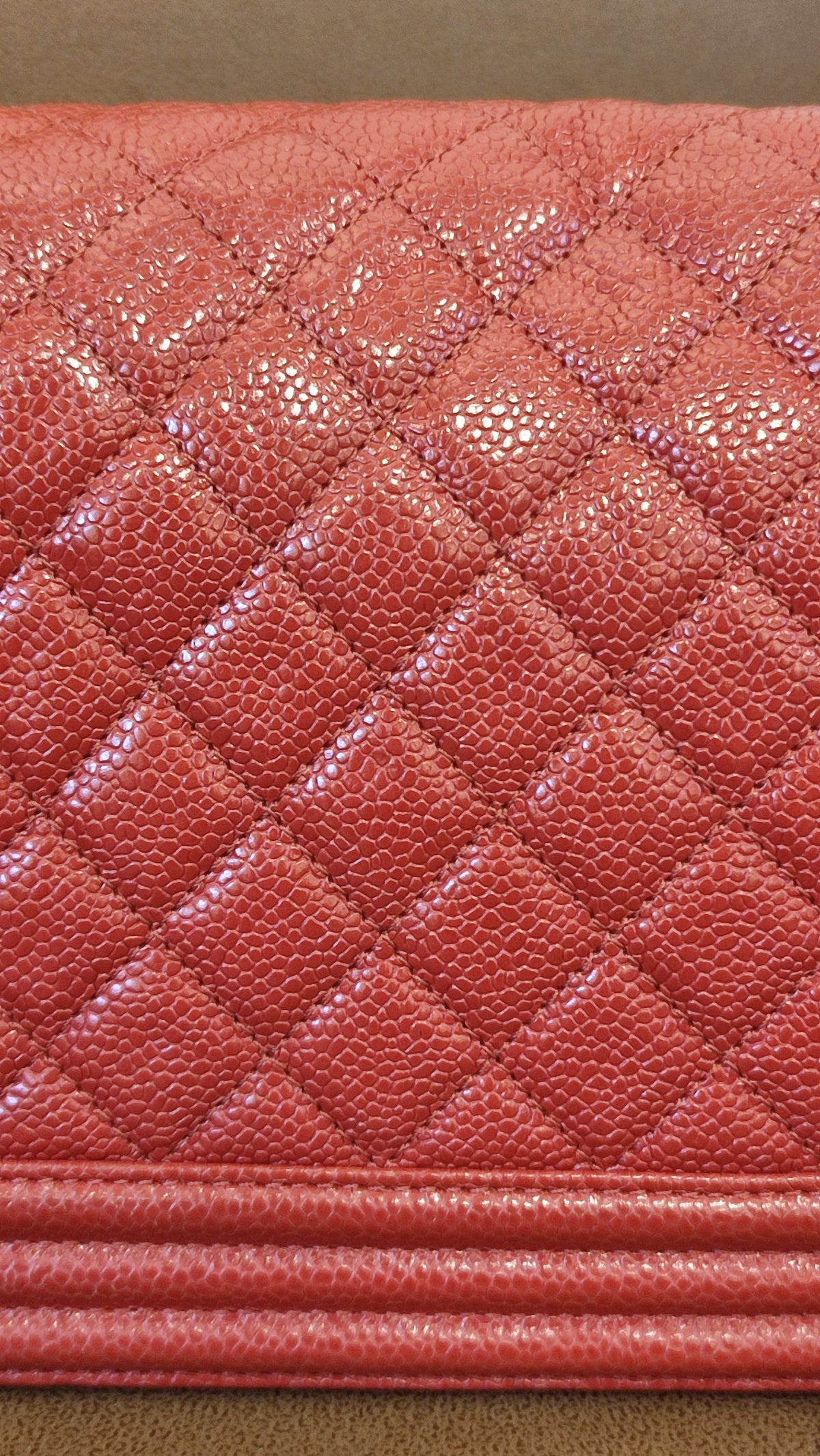 Chanel CC Le Boy Caviar Red Old Medium Series 29