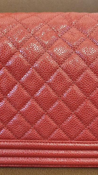 Chanel CC Le Boy Caviar Red Old Medium Series 29