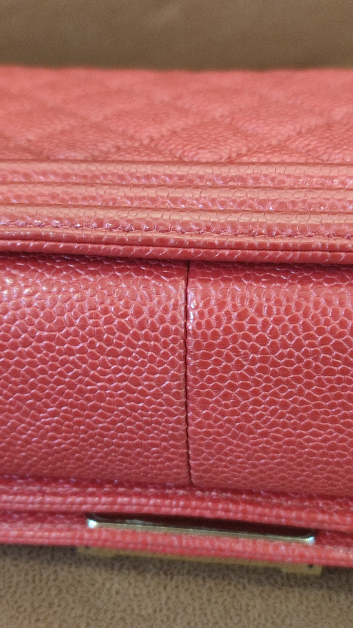Chanel CC Le Boy Caviar Red Old Medium Series 29