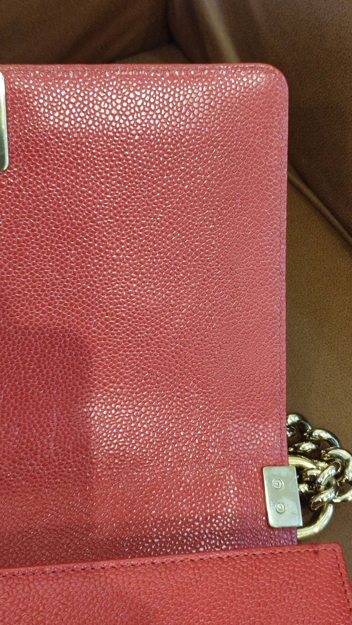 Chanel CC Le Boy Caviar Red Old Medium Series 29
