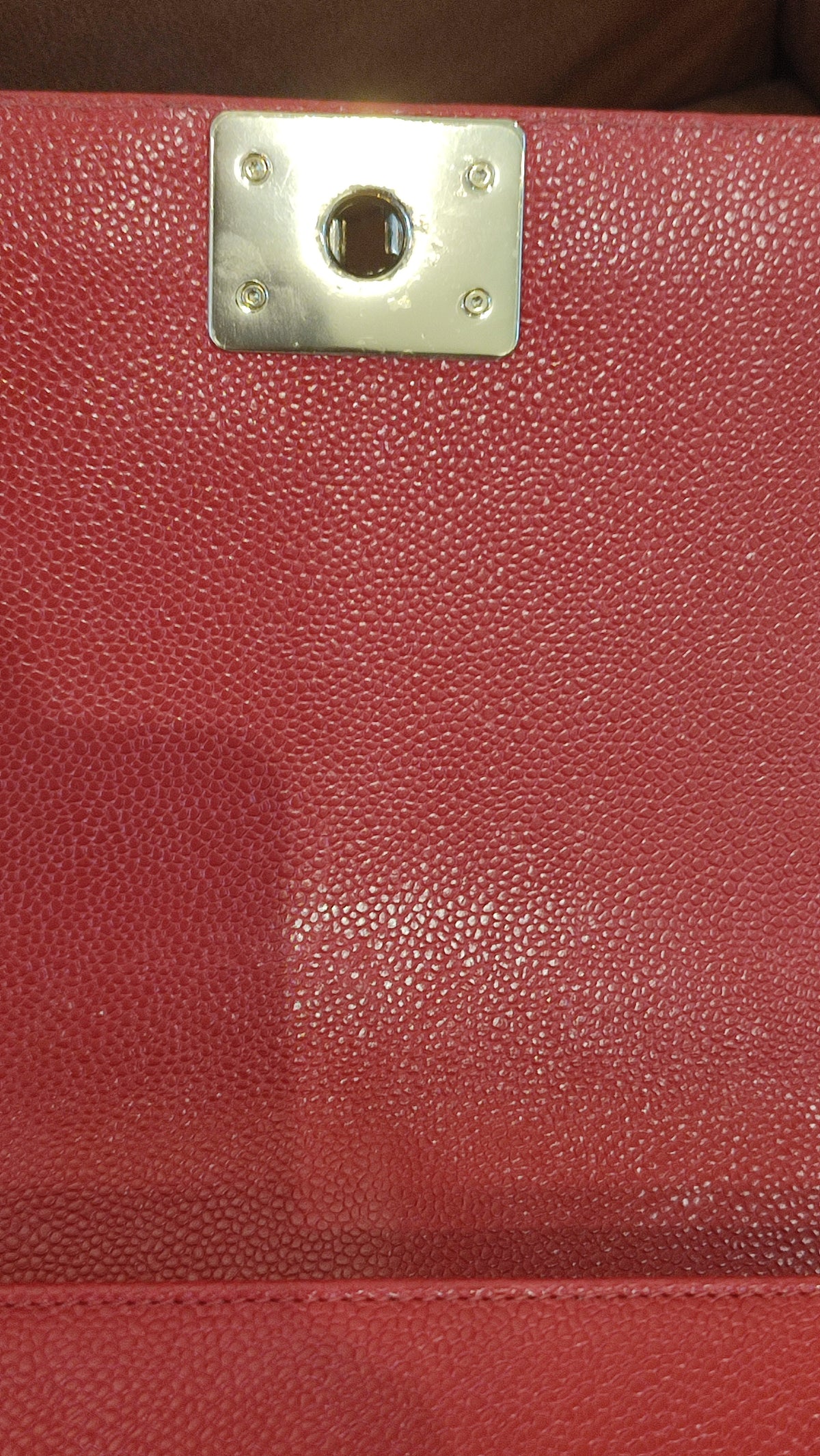 Chanel CC Le Boy Caviar Red Old Medium Series 29