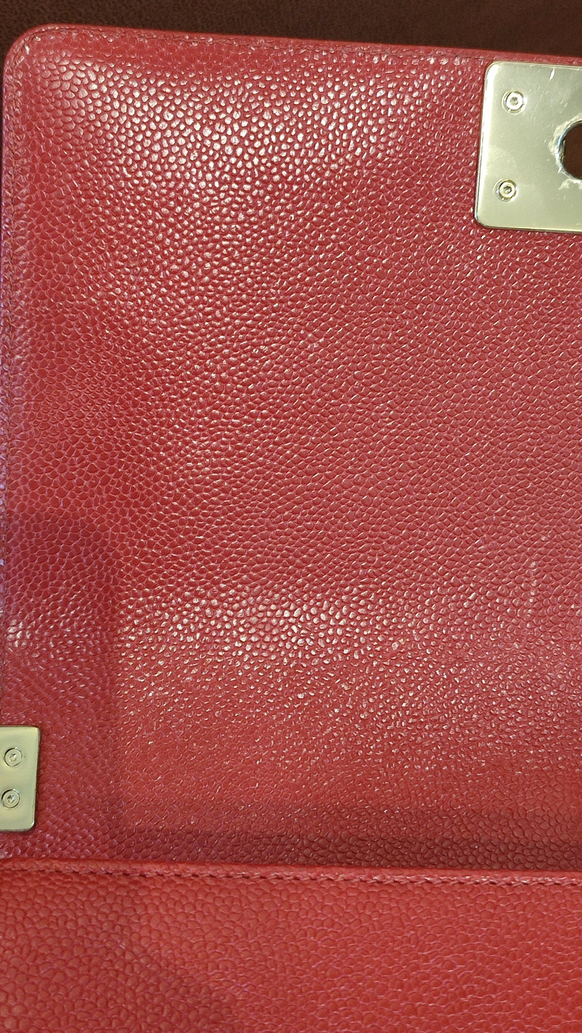 Chanel CC Le Boy Caviar Red Old Medium Series 29